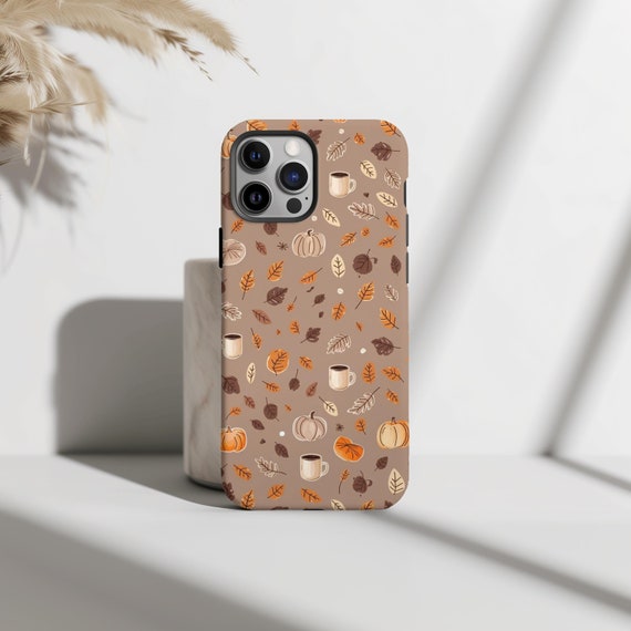 Pumpkin & Autumn Leaves Fall Phone Case, Harvest Hues, Cozy Fall Case, iPhone 16 15 14 13 12 Pro Max 8 Plus X, Samsung Galaxy S24 S23 Ultra