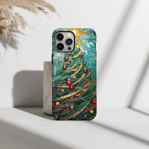 Radiant Stained Glass Christmas Tree Phone Case