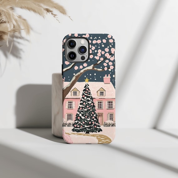 Pink Christmas Tree Phone Case, Pink Holiday Design, Winter, iPhone 16 15 14 13 12 Pro Max 8 Plus X, Samsung Galaxy S24 S23 S22 S21 Ultra