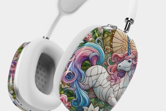 Stain Glass Unicorn AirPods Max Headphone Cover, Dreamy Magical, Floral Aesthetic Headphone Case