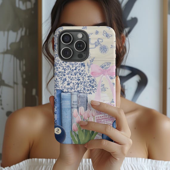 Vintage Coquette Collage Phone Case, Whimsical Elegance, Floral Bookish Aesthetic, iPhone 16 15 Pro Max 8 Plus X, Samsung Galaxy S24 Ultra