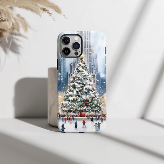 Christmas Tree In New York Phone Case, Winter Wonderland, Holiday,  iPhone 16 15 14 13 12 Pro Max 8 Plus X, Samsung Galaxy S24 S23 S22 Ultra
