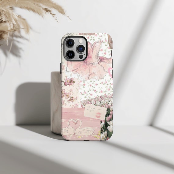 Vintage Coquette Ballet Collage Phone Case, Ballet core, Coquette Swans, iPhone 16 15 14 13 Pro Max 8 Plus X, Samsung Galaxy S24 S23 Ultra