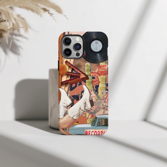 Vintage Western Cowgirl Collage Phone Case, Trendy Vintage, Cowgirl Boots, iPhone 16 15 14 13 Pro Max 8 Plus X, Samsung Galaxy S24 S23 Ultra
