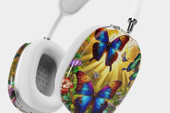 Dreamy Butterfly Stained Glass AirPods Max Headphone Cover, Dreamy & Delicate, Aesthetic Headphone Case