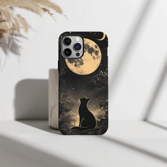 Halloween Aesthetic Full Moon Cat Phone Case