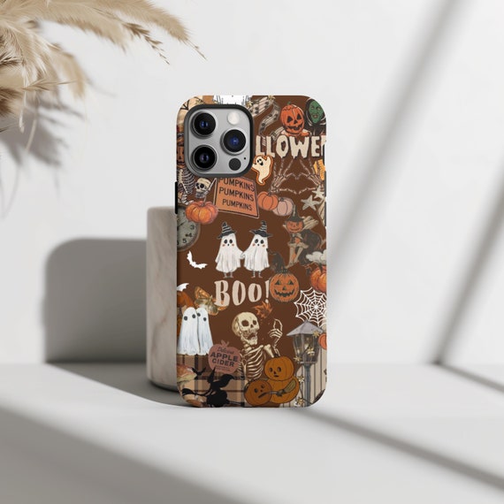 Halloween Autumn Boo Collage Phone Case, Halloween Fall Cover, iPhone 15 14 13 12 11 Pro Max 8 Plus X, Samsung Galaxy S24 S23 S22 S21 Ultra