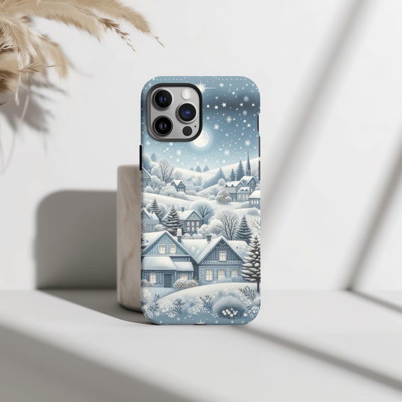 Enchanting Winter Village Phone Case, Cozy Winter Vibes, Winter, iPhone 16 15 14 13 12 Pro Max Plus X, Samsung Galaxy S24 S23 S22 S21 Ultra