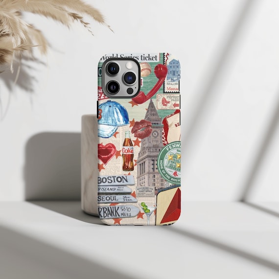 Vintage Boston City Girl Collage Phone Case, Downtown Girl, Scrapbook Aesthetic, iPhone 16 15 14 Pro Max 8 Plus X, Samsung Galaxy S24 Ultra