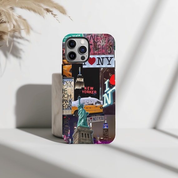 New York City Collage Phone Case, Downtown City Girl Aesthetic, Stylish Case, iPhone 16 15 14 Pro Max 8 Plus X, Samsung Galaxy S24 S23 Ultra
