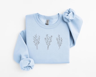 Blusa Wildflower: Gola Redonda Floral para Mulheres