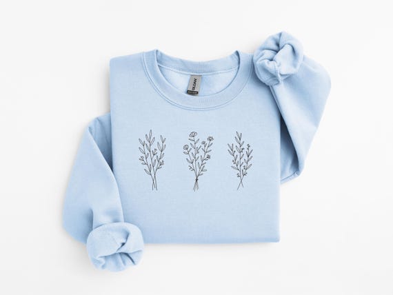 Wildflowers Sweatshirt, Flower Crewneck Sweatshirt, Floral Sweatshirt For Women, Flower Lover Sweatshirt, Flowers Sweater, Women Gift