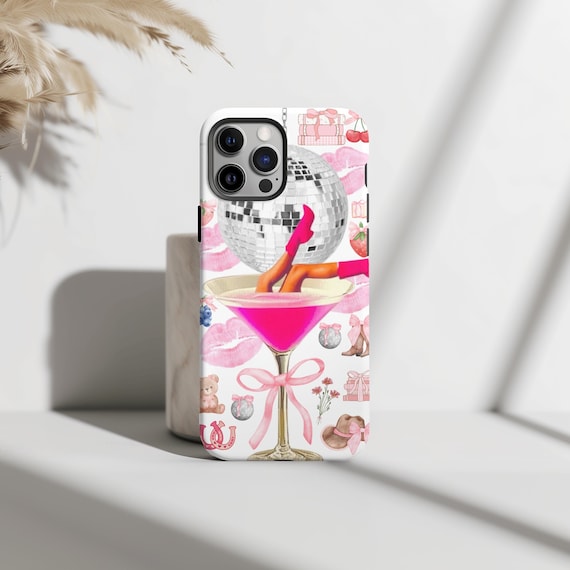 Disco Coquette Trendy Martini Cowgirl Phone Case, Coquette Aesthetic, iPhone 16 15 14 13 12 Pro Max 8 Plus X, Samsung Galaxy S24 S23 Ultra