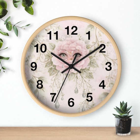 Mosaic Floral Coquette Soft Pink Eye Drip Wall Clock