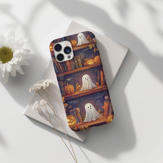 Bookish Halloween Spooky Ghost & Jackolanterns, Halloween Book Lover Gift
