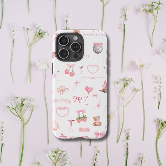 Tough Coquette Phone Case, Cute Coquette Aesthetic, iPhone 15 14 13 12 11 Pro Max 8 Plus X, Samsung Galaxy S24 S23 S22 S21 S20 Ultra