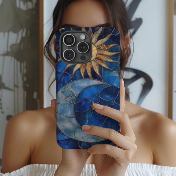 Celestial Stained Glass Phone Case: Cosmic Art, Durable Protection