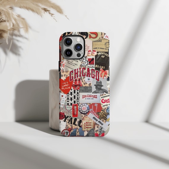 Vintage Chicago City Girl Collage Phone Case, Vintage Aesthetic, iPhone 16 15 14 13 12 11 Pro Max 8 Plus X, Samsung Galaxy S24 S23 S22 Ultra
