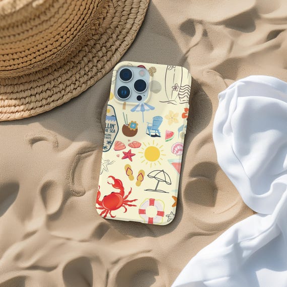 Cute Summer Beachy Phone Case, Tropical Vibes, Coastal Case, iPhone 16 15 14 13 12 11, S25 S24 S23 S22 S21 S20