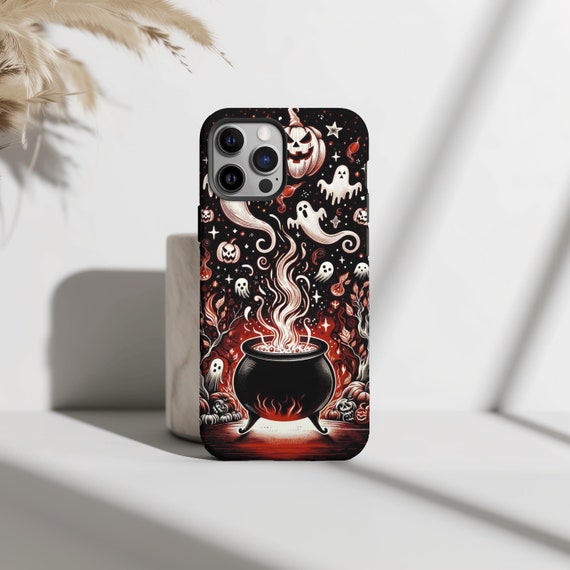Spooky Scary Halloween Phone Case, Scary Ghostly Cauldron Case, iPhone 16 15 14 13 12 Pro Max 8 Plus X, Samsung Galaxy S24 S23 S22 S21 Ultra