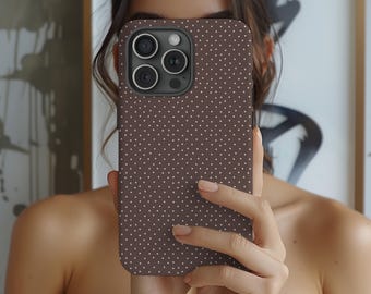 Vintage Coquette Brown & Pink Polka Dot Phone Case