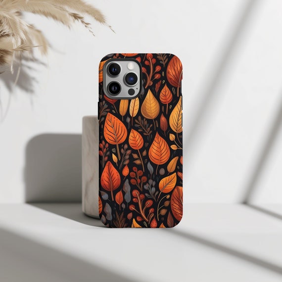 Cozy Fall Autumn Leaves Phone Case, Aesthetic Painting, Case For Fall Lovers, iPhone 16 15 14 Pro Max 8 Plus X, Samsung Galaxy S24 S23 Ultra
