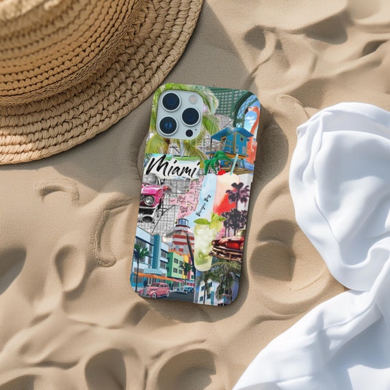 Miami City Girl Collage Phone Case, Miami Vibes, City Life Phone Case, iPhone 16 15 14 13 Pro Max 8 Plus X, Samsung Galaxy S24 S23 S22 Ultra