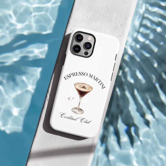 Vintage Espresso Cocktail Club Phone Case, Trendy Espresso Martini Glass, iPhone 15 14 13 12 11 Pro Max 8 Plus X, Samsung Galaxy S24 S23 S22
