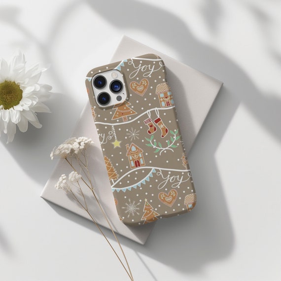 Christmas Phone Case, Festive Design for Holiday Spirit, Joyful Gingerbread Town, iPhone 16 15 14 Pro Max 8 Plus X, Samsung Galaxy S24 Ultra