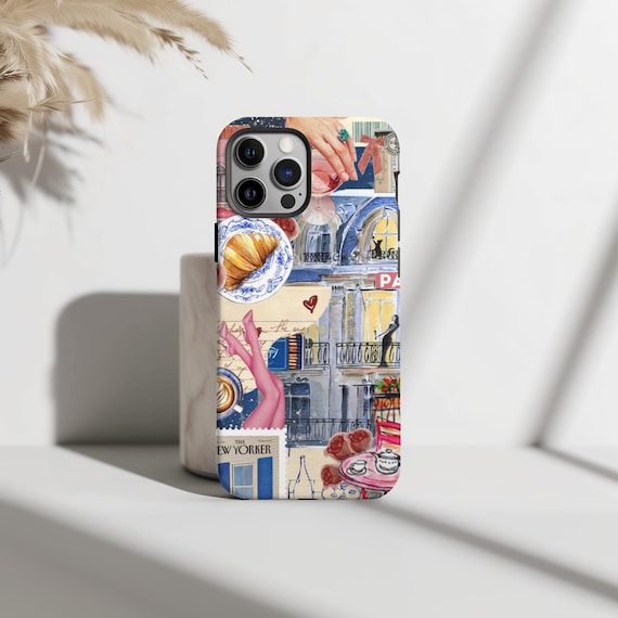 Romantic Paris Collage Phone Case, City of Love, City Girl Aesthetic, iPhone 16 15 14 13 12 Pro Max 8 Plus X, Samsung Galaxy S24 S23 Ultra