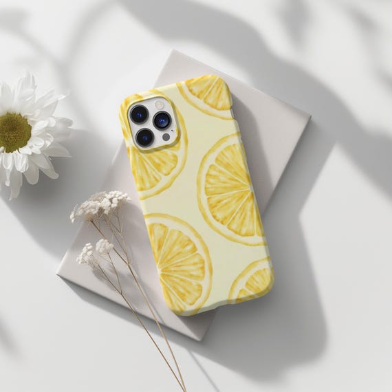 Yellow Lemon Phone Case, Fresh Minimal Lemon Pattern, iPhone, Samsung Galaxy
