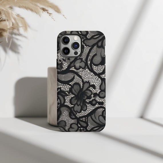 Vintage Lace Elegant Black Flower Phone Case