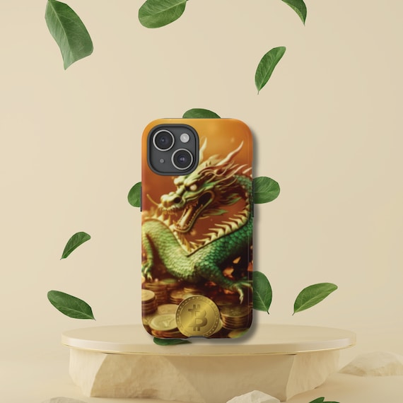 Tough Bitcoin Dragon Phone Case, Bitcoin Aesthetic, iPhone 15 14 13 12 11 Pro Max 8 Plus X, Samsung Galaxy S24 S23 S22 S21 S20 Ultra