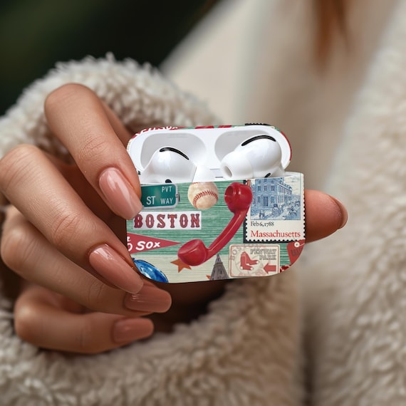 Vintage Boston City Girl Collage AirPods Gen 1 2 3 Pro Case, Downtown Girl, Scrapbook Aesthetic, Charming Vintage Boston City AirPods Case