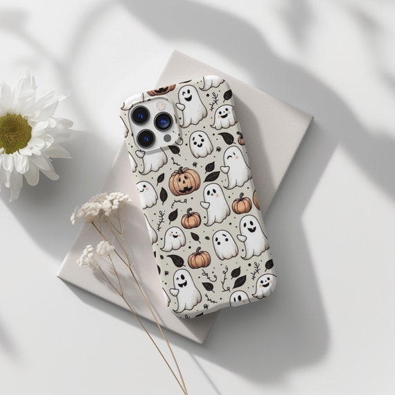 Halloween Phone Case, Cute Ghosts Design Pattern, Cute Spooky Phone Case, iPhone 16 15 14 Pro Max 8 Plus X, Samsung Galaxy S24 S23 S22 Ultra