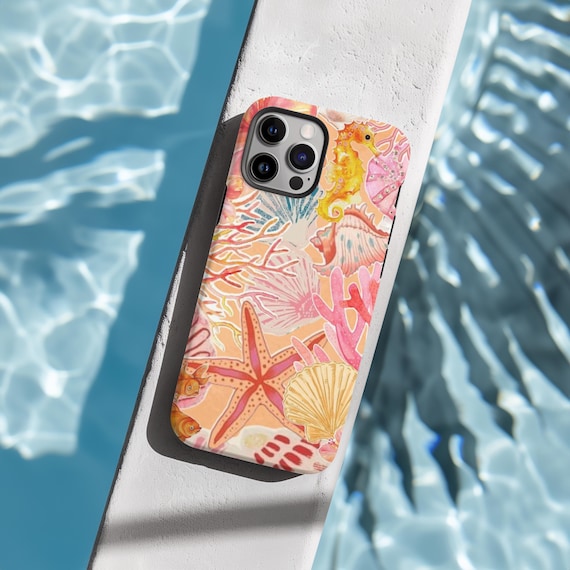 Sunset Reef Summer Collage Phone Case, Coastal, Beach Aesthetic, iPhone 16 15 14 13 12 11, S25 S24 S23 S22 S21 S20
