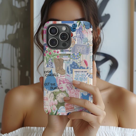 Coquette Coastal Cowgirl Collage Phone Case - Pink Western Aesthetic