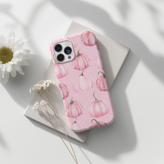 Sparkling Pink Pumpkin Phone Case, Perfect for Fall and Halloween, iPhone 16 15 14 13 12 Pro Max 8 Plus X, Samsung Galaxy S24 S23 S22 Ultra