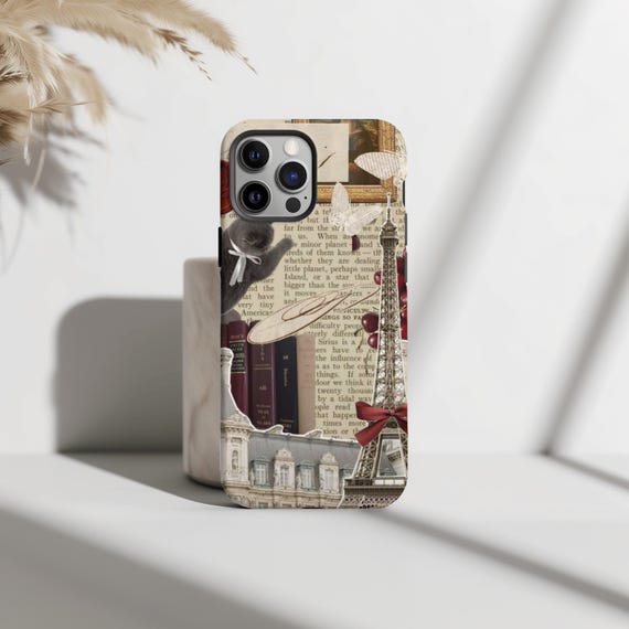 Vintage Coquette Paris Collage Phone Case, Elegant Scrapbook Aesthetic, Eiffel Tower, Gift for her, iPhone 16 15 14 13 12 11, S25 S24 S23