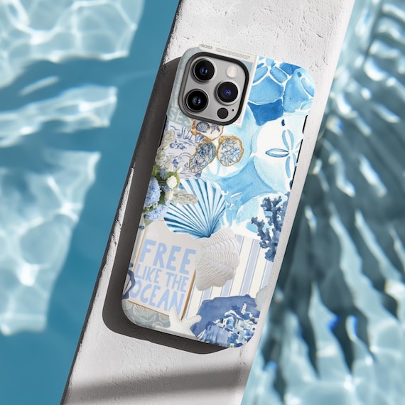 Beachy Blue Floral Phone Case - Polycarbonate & TPU Cover