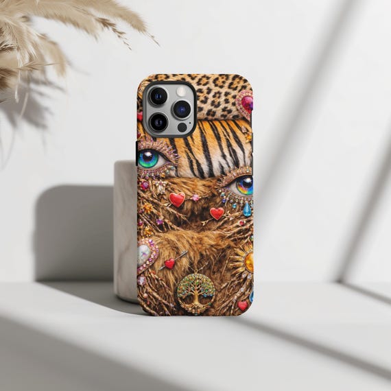 Mosaic Cheetah And Tiger Print Jewel Eye Phone Case