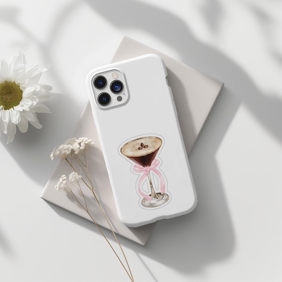 Vintage Coquette Espresso Martini Phone Case, Trendy Espresso Martini Glass, iPhone 15 14 13 12 11 Pro Max 8 Plus X, Samsung Galaxy S24 S23