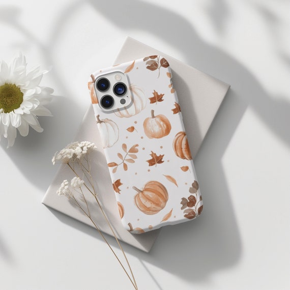 Autumn Pumpkins Phone Case, Cute Fall Harvest Leaves Phone Cover, iPhone 16 15 14 13 12 Pro Max 8 Plus X, Samsung Galaxy S24 S23 S22 Ultra