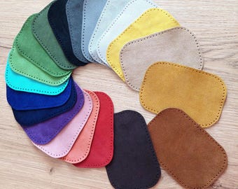 Par de parches rectangulares de piel de ante para codo y rodilla - Para reparar o decorar - Perforados o sin perforar