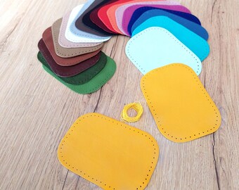 Par de parches rectangulares de cuero mate para codo y rodilla: Reparación de cuero italiano, 20 colores.