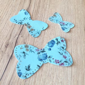 子供用マットレザーパッチ - パンチングあり/なし - ジャケット、セーター、スウェットパンツ、手芸、ギフト用の花柄リボン型パッチ
