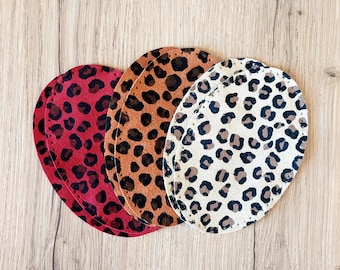 Pair of Leopard Print Suede Elbow Patches – Oval Leather Repair Appliqués