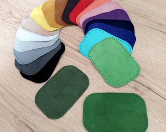 Pair of Suede Leather Rectangular Elbow Knee Patches - Repair or Decorate - Punched or Unpunched