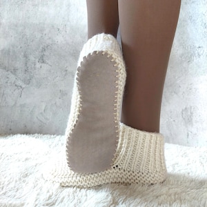 Suelas de gamuza preperforadas: pantuflas para adultos, botines antideslizantes, calcetines de punto