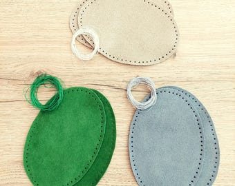 Pair of Suede Leather Oval Elbow Knee Patches - Repair or Decorate - Punched or Unpunched